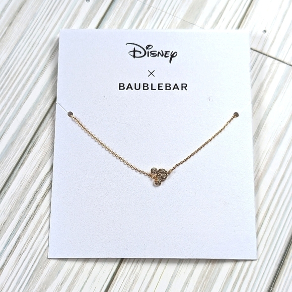 Baublebar Disney Minnie Mouse Rhinestone Micro Charm Necklace in Gold NWT - Picture 3 of 7